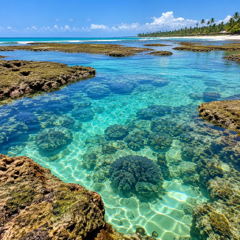 Piscinas naturais de águas cristalinas em Taipu de Fora
